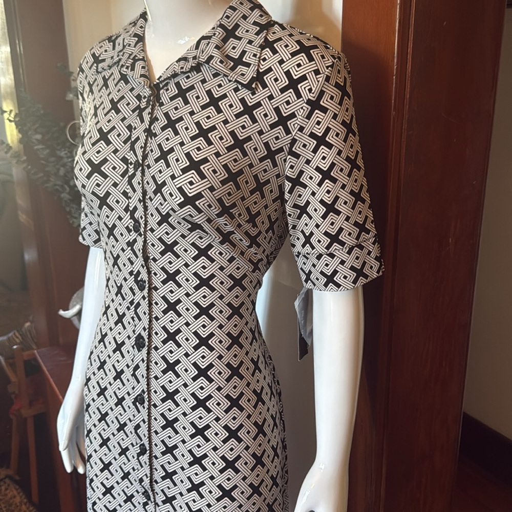 NWT Style&Co size small Elegant Black and White Patterned Dress